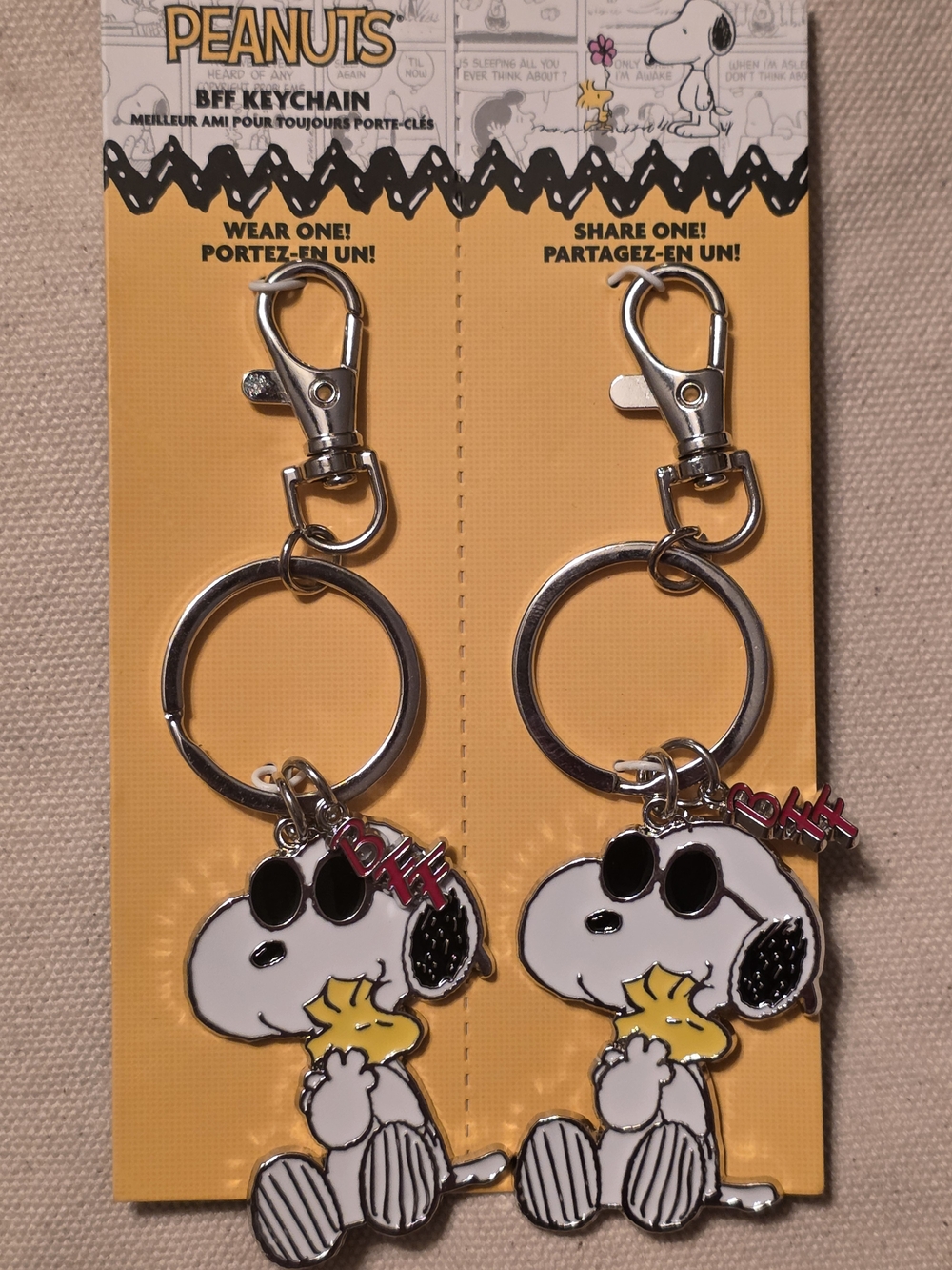 Peanuts Snoopy & Woodstock BFF Keychain Set - White Yellow Black